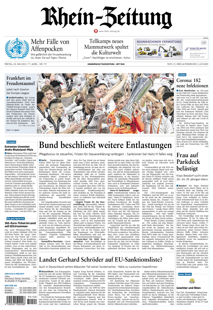 Rhein-Zeitung Kreis Altenkirchen vom Freitag, 20.05.2022