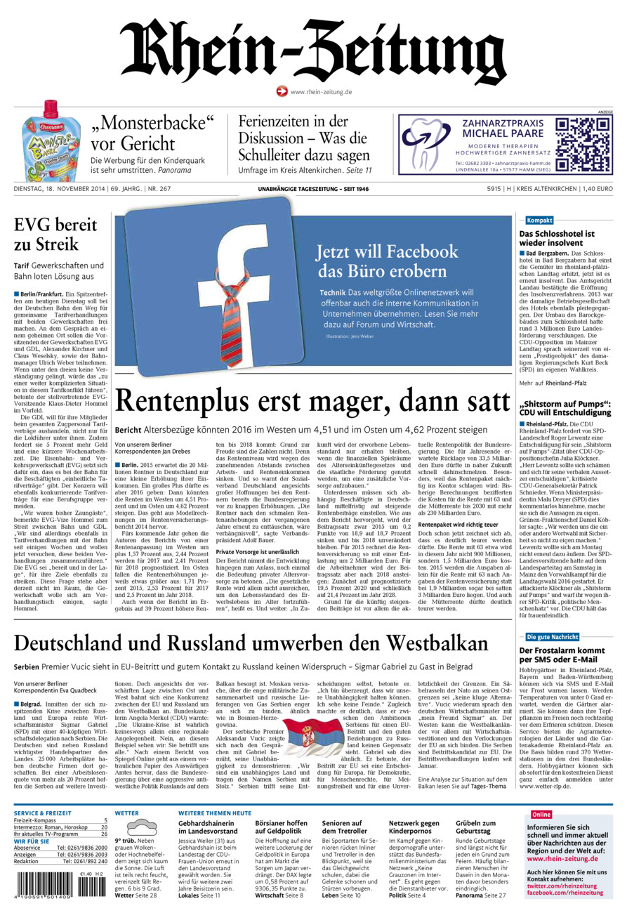 Rhein-Zeitung Kreis Altenkirchen vom Dienstag, 18.11.2014