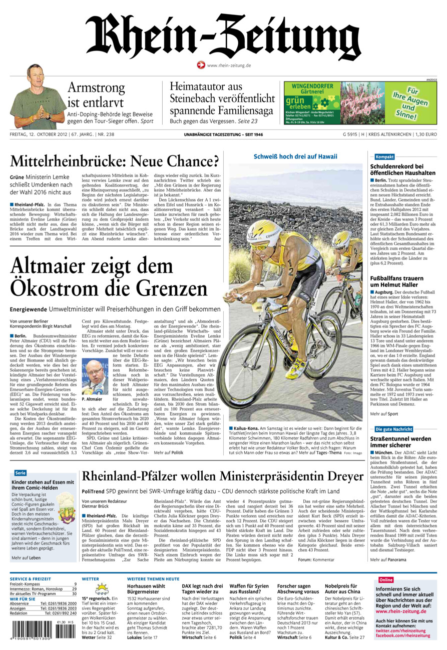 Rhein-Zeitung Kreis Altenkirchen vom Freitag, 12.10.2012