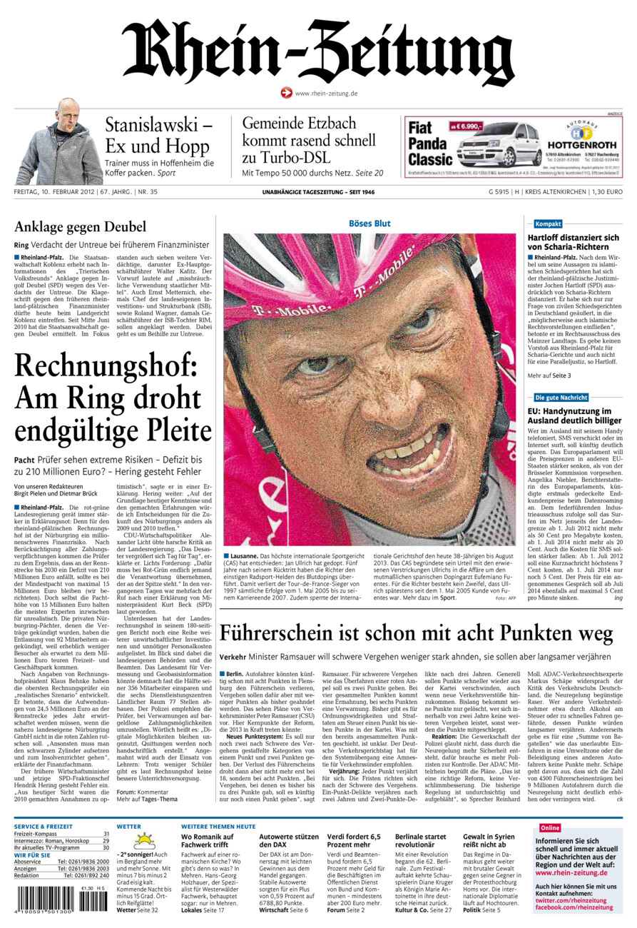 Rhein-Zeitung Kreis Altenkirchen vom Freitag, 10.02.2012