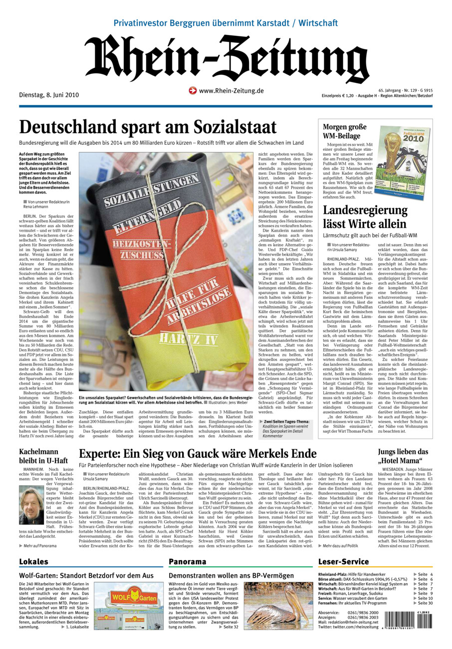 Rhein-Zeitung Kreis Altenkirchen vom Dienstag, 08.06.2010