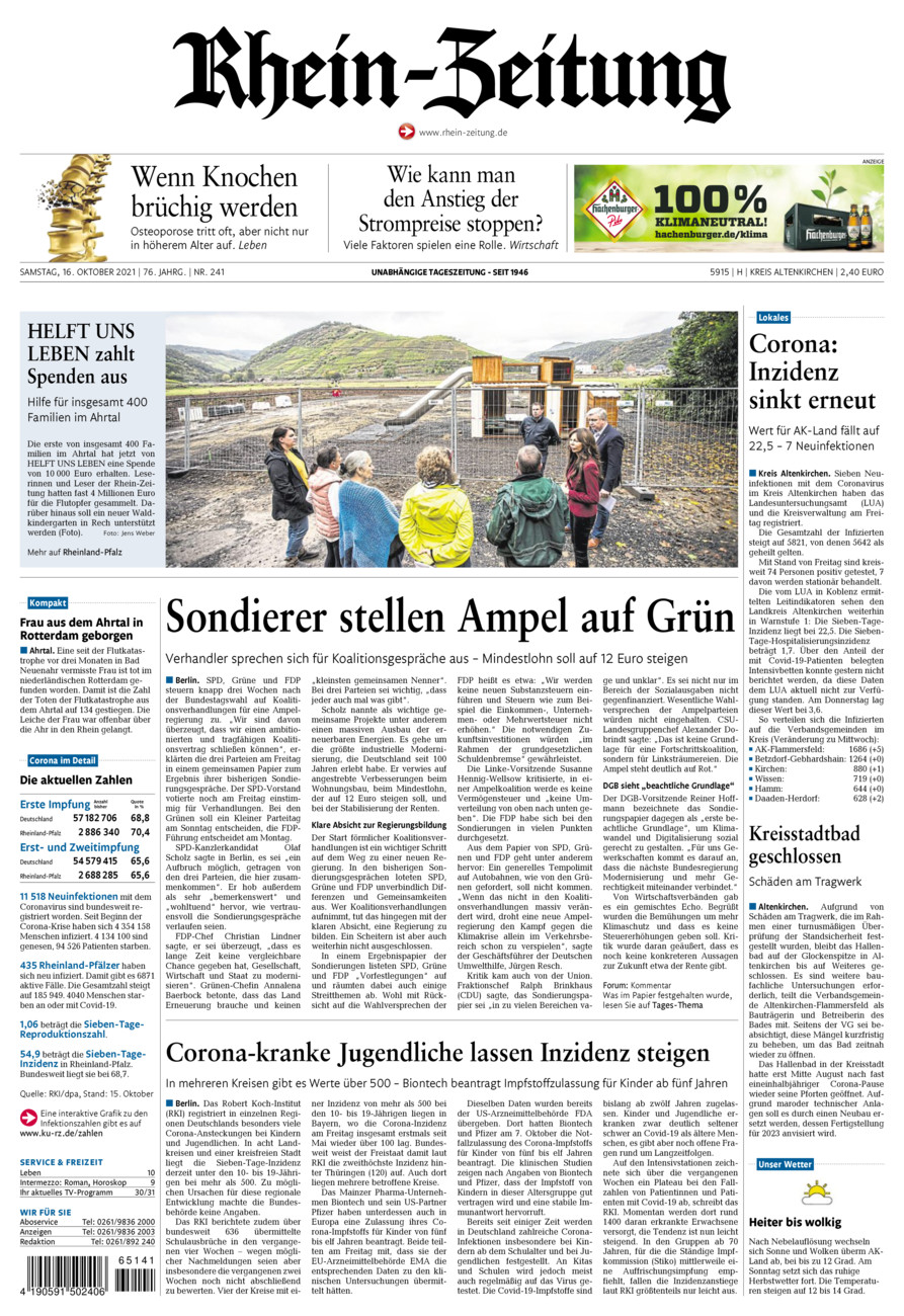 Rhein-Zeitung Kreis Altenkirchen vom Samstag, 16.10.2021