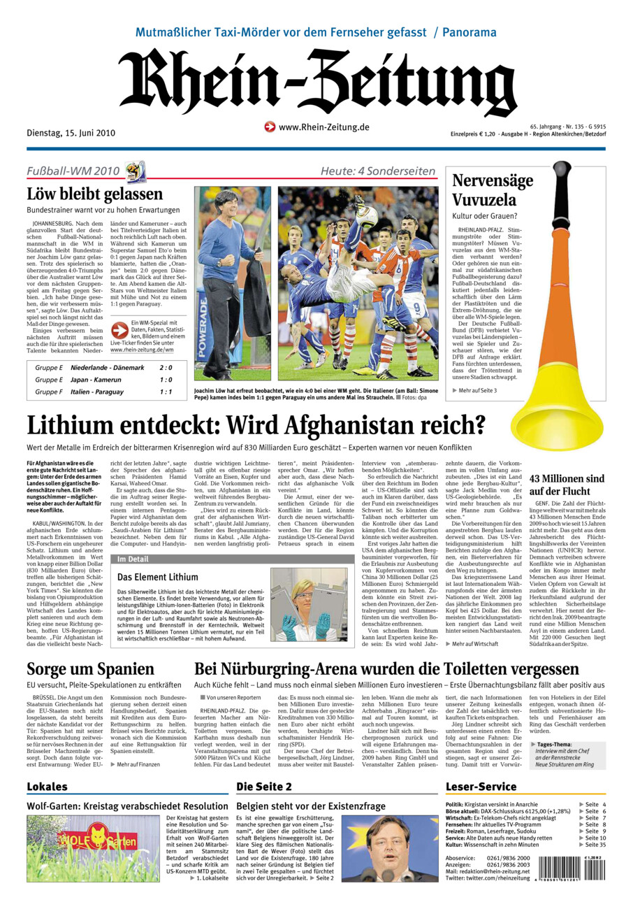 Rhein-Zeitung Kreis Altenkirchen vom Dienstag, 15.06.2010