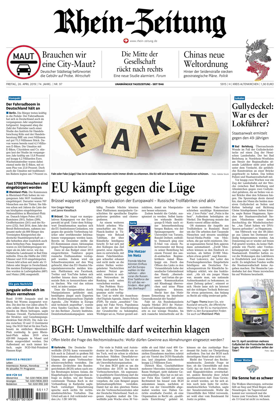 Rhein-Zeitung Kreis Altenkirchen vom Freitag, 26.04.2019
