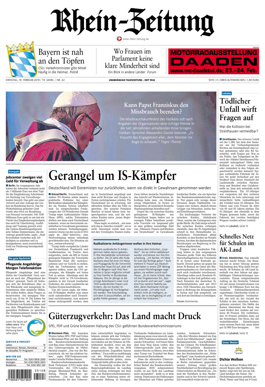 Rhein-Zeitung Kreis Altenkirchen vom Dienstag, 19.02.2019