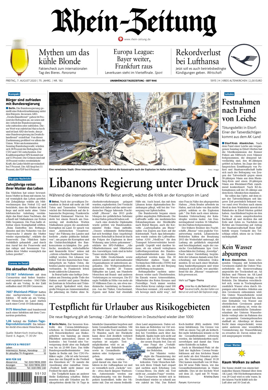 Rhein-Zeitung Kreis Altenkirchen vom Freitag, 07.08.2020