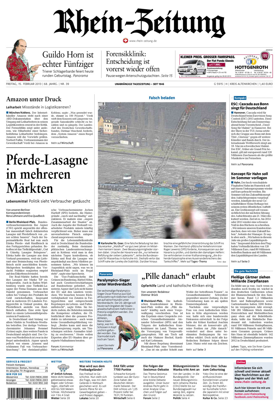 Rhein-Zeitung Kreis Altenkirchen vom Freitag, 15.02.2013
