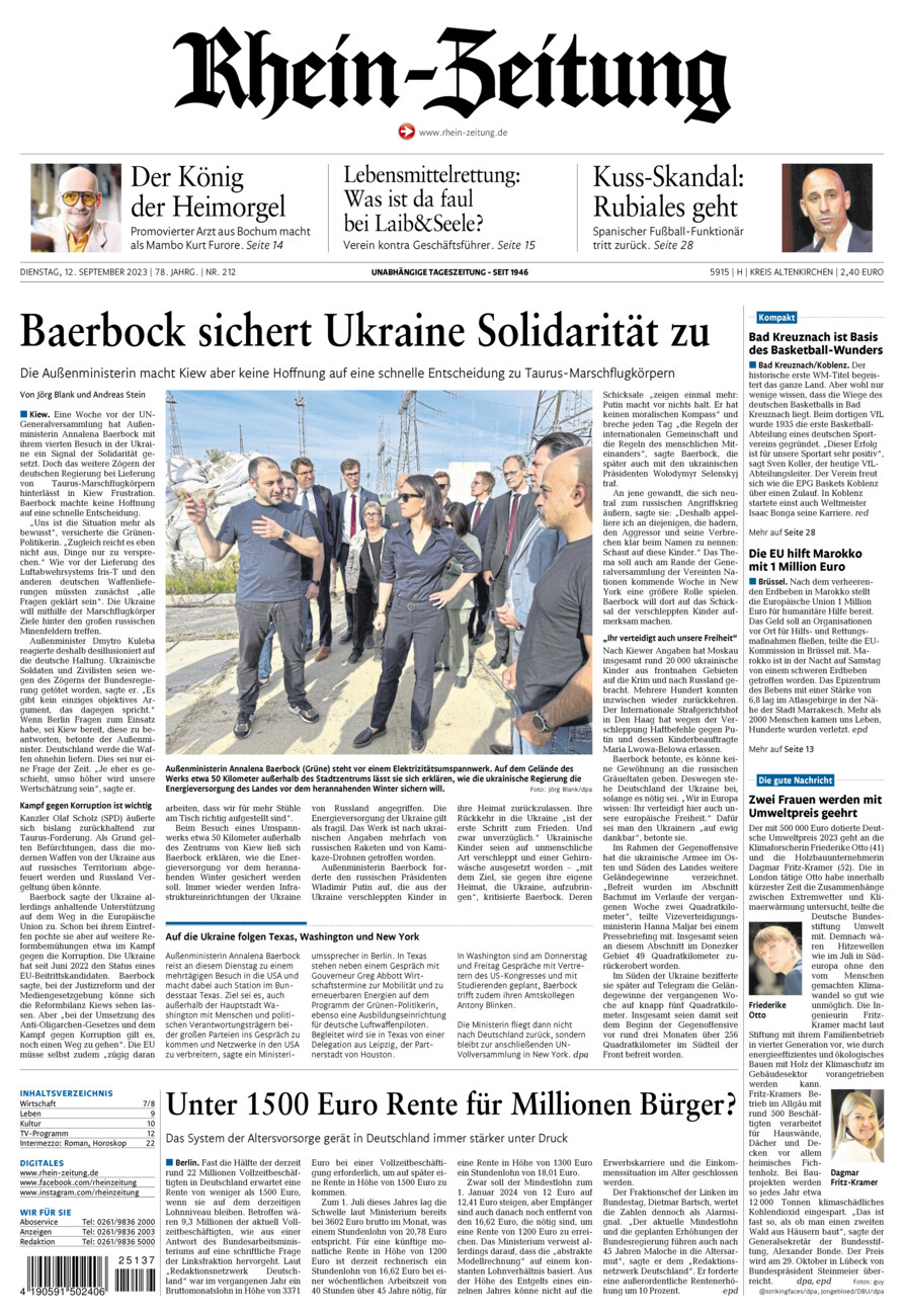 Rhein-Zeitung Kreis Altenkirchen vom Dienstag, 12.09.2023