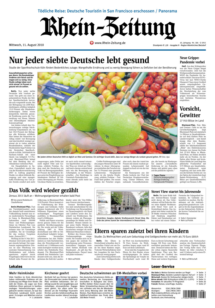 Rhein-Zeitung Kreis Altenkirchen vom Mittwoch, 11.08.2010