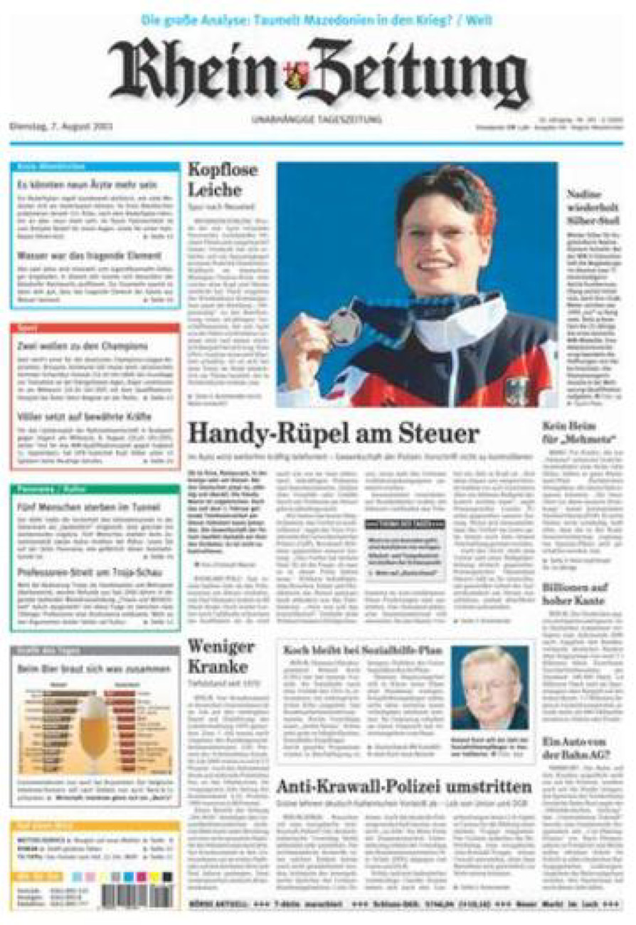 Rhein-Zeitung Kreis Altenkirchen vom Dienstag, 07.08.2001