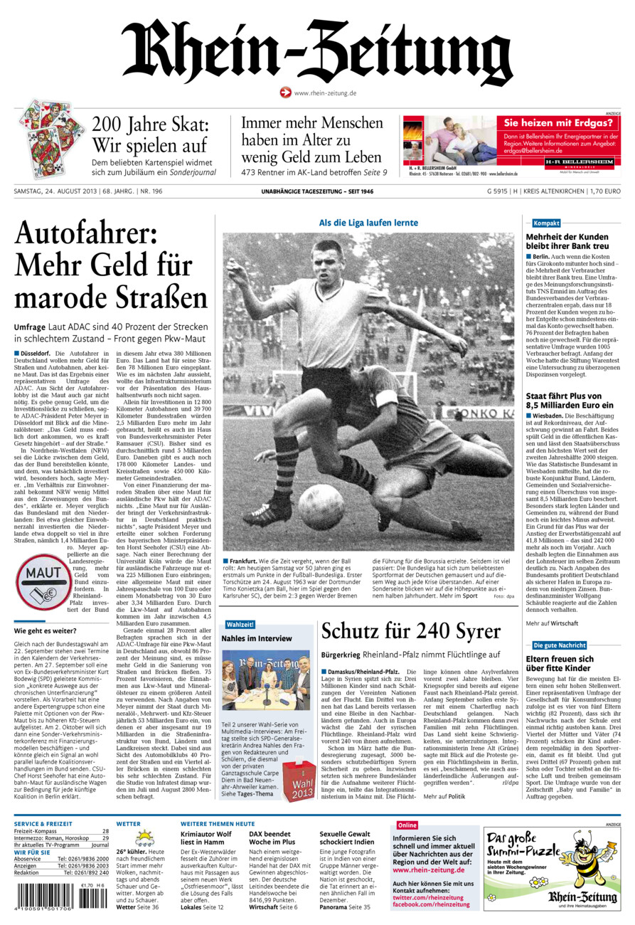 Rhein-Zeitung Kreis Altenkirchen vom Samstag, 24.08.2013