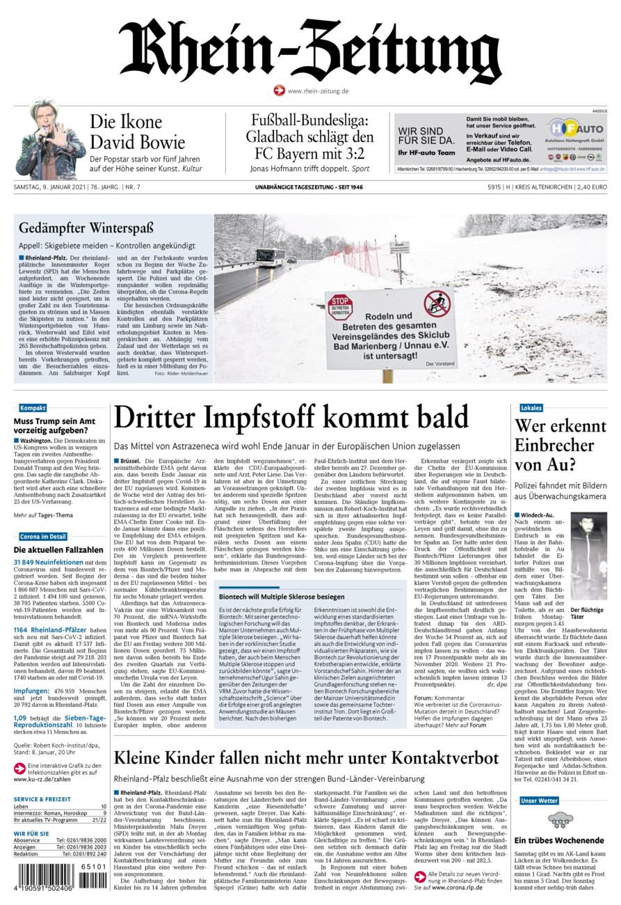 Rhein-Zeitung Kreis Altenkirchen vom Samstag, 09.01.2021