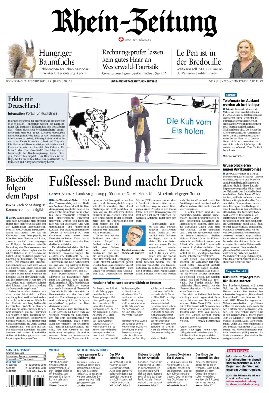 Rhein-Zeitung Kreis Altenkirchen vom Donnerstag, 02.02.2017