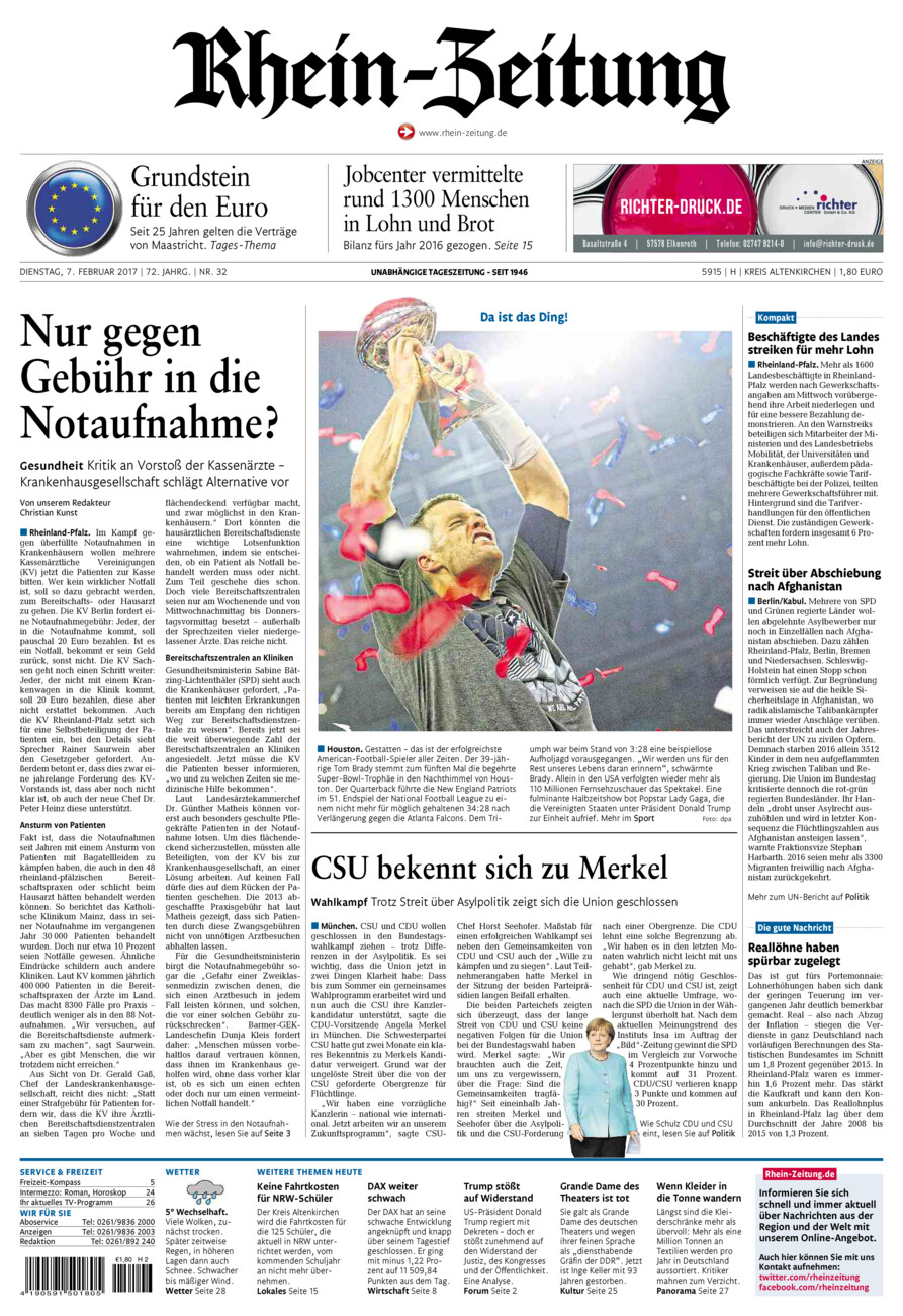 Rhein-Zeitung Kreis Altenkirchen vom Dienstag, 07.02.2017
