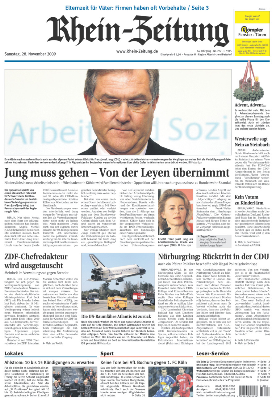 Rhein-Zeitung Kreis Altenkirchen vom Samstag, 28.11.2009