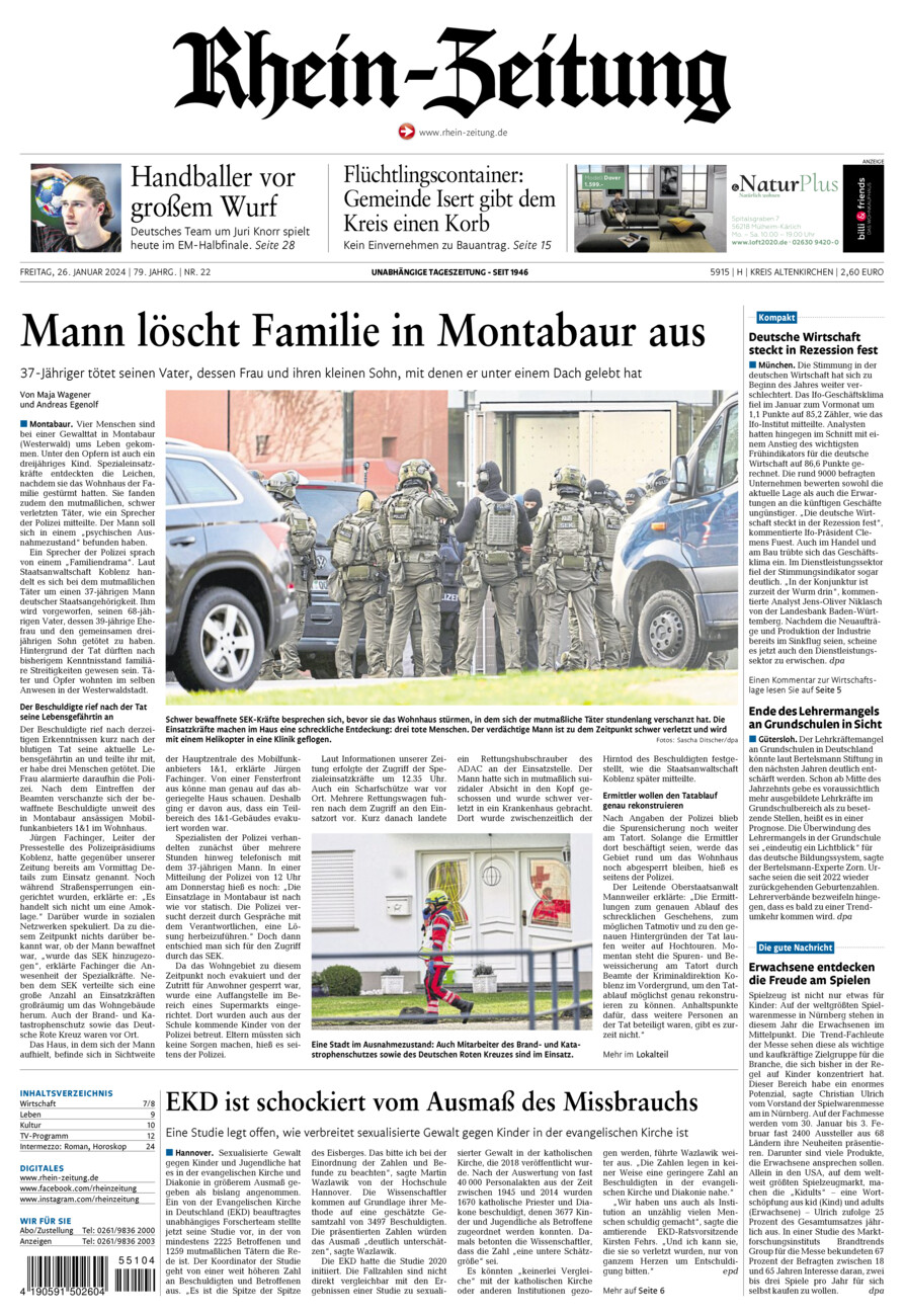 Rhein-Zeitung Kreis Altenkirchen vom Freitag, 26.01.2024
