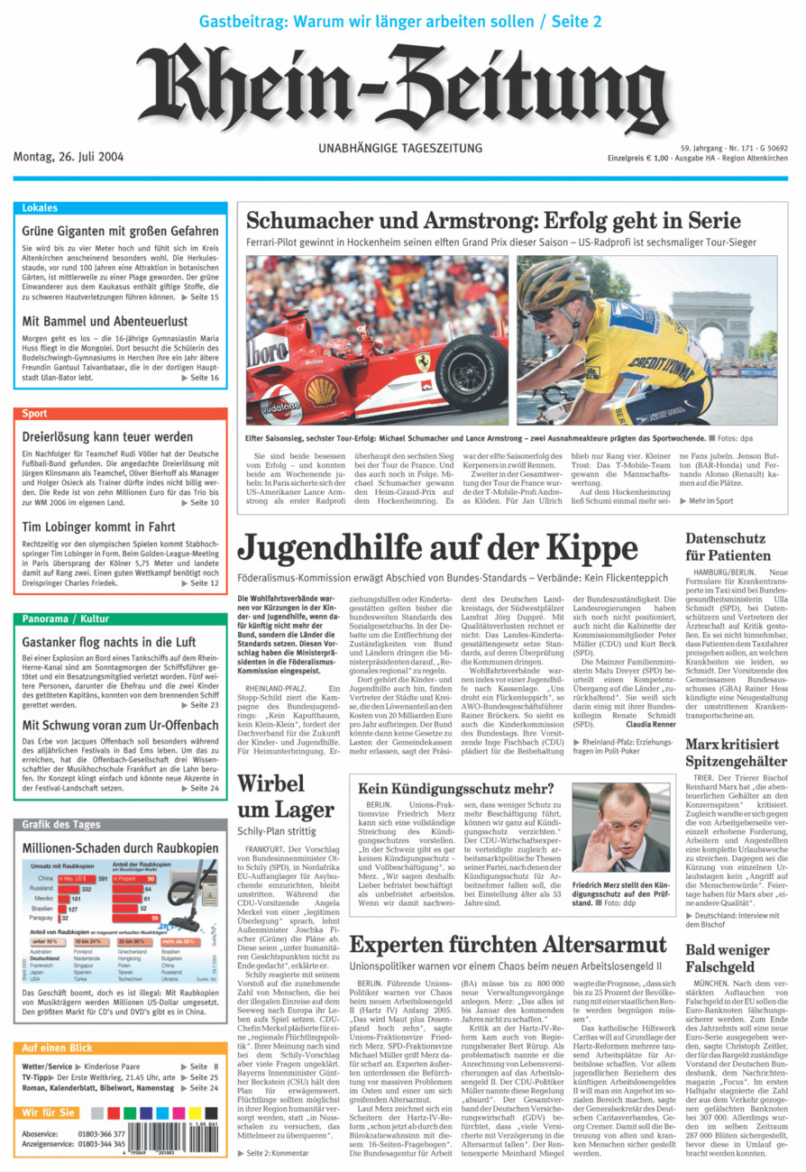 Rhein-Zeitung Kreis Altenkirchen vom Montag, 26.07.2004