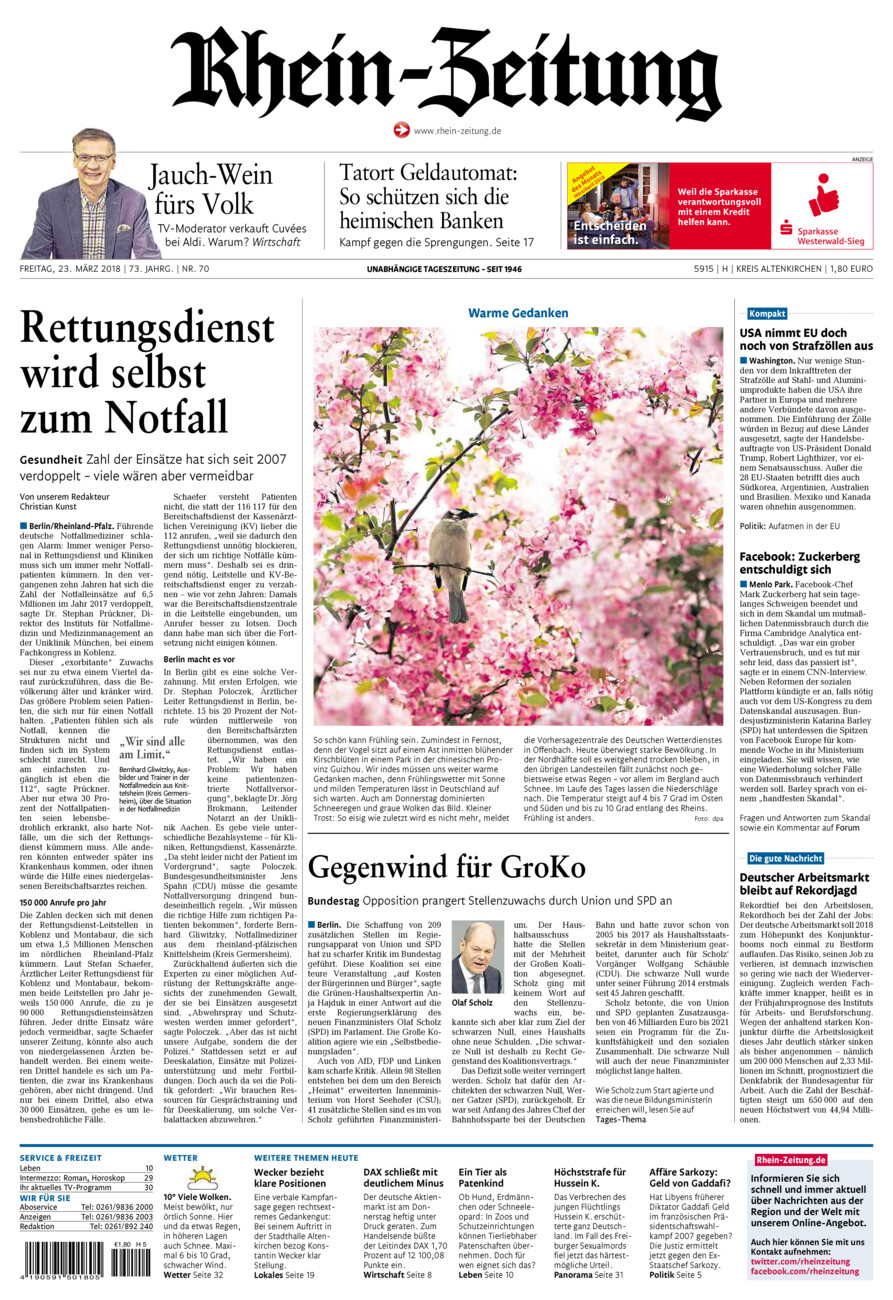 Rhein-Zeitung Kreis Altenkirchen vom Freitag, 23.03.2018