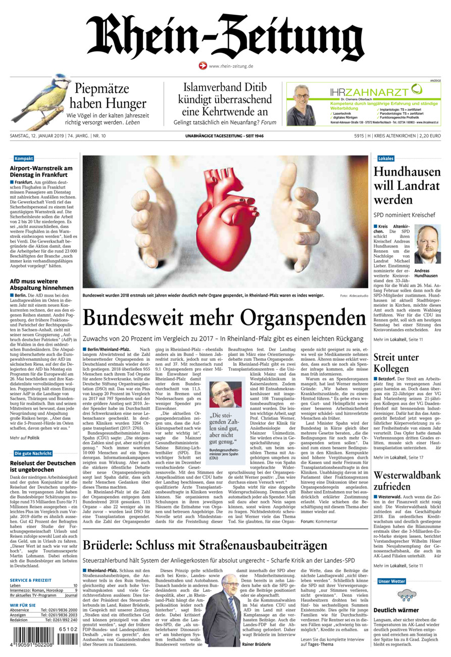 Rhein-Zeitung Kreis Altenkirchen vom Samstag, 12.01.2019