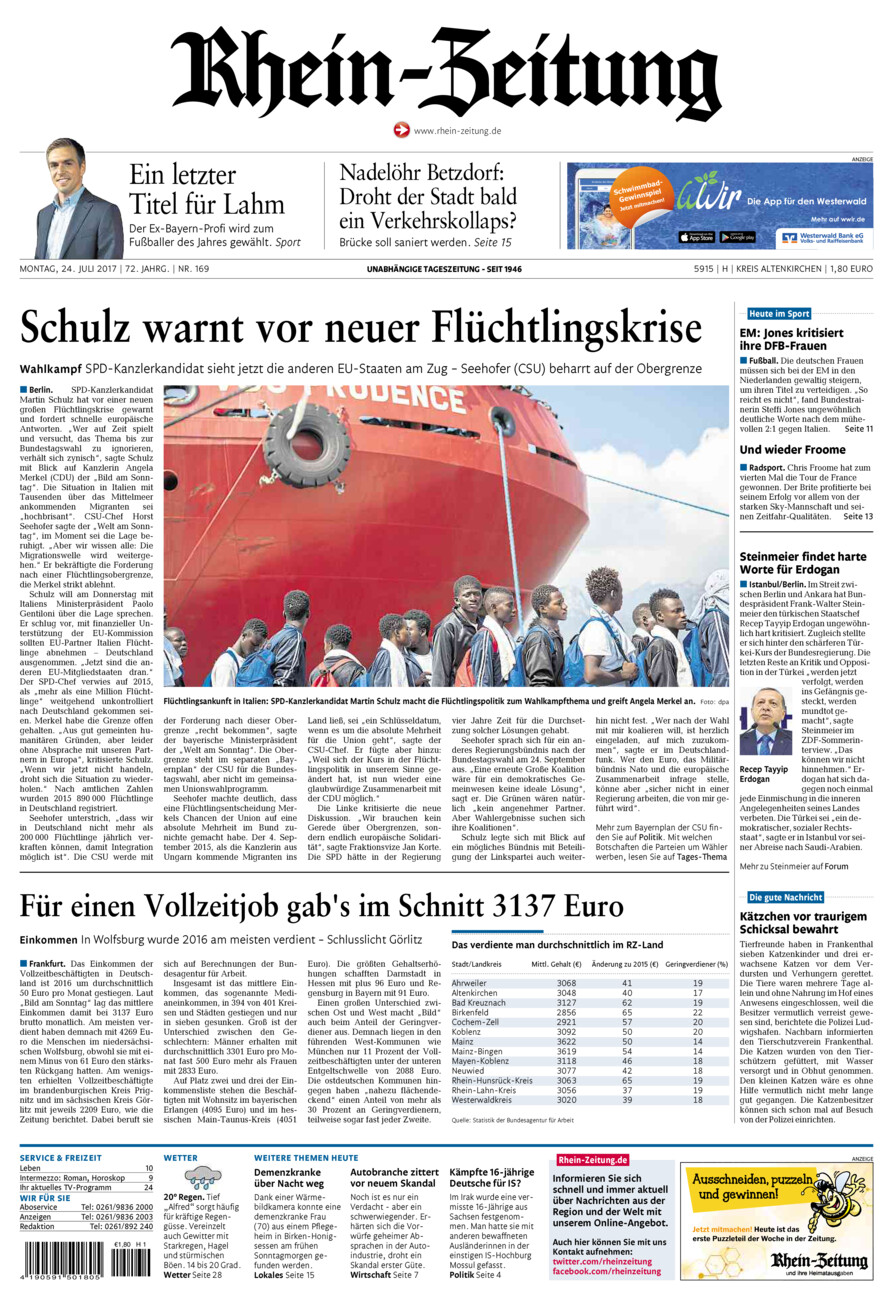 Rhein-Zeitung Kreis Altenkirchen vom Montag, 24.07.2017