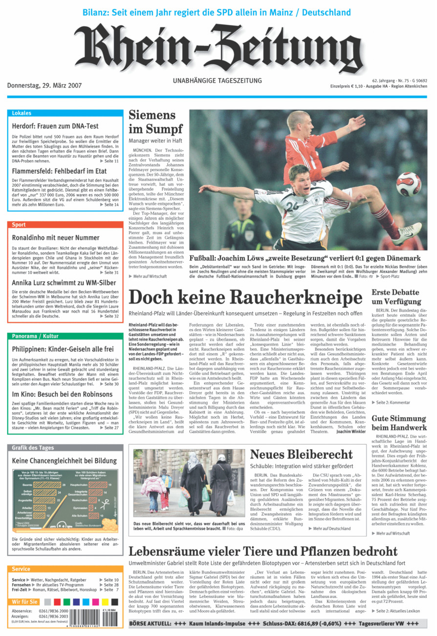 Rhein-Zeitung Kreis Altenkirchen vom Donnerstag, 29.03.2007