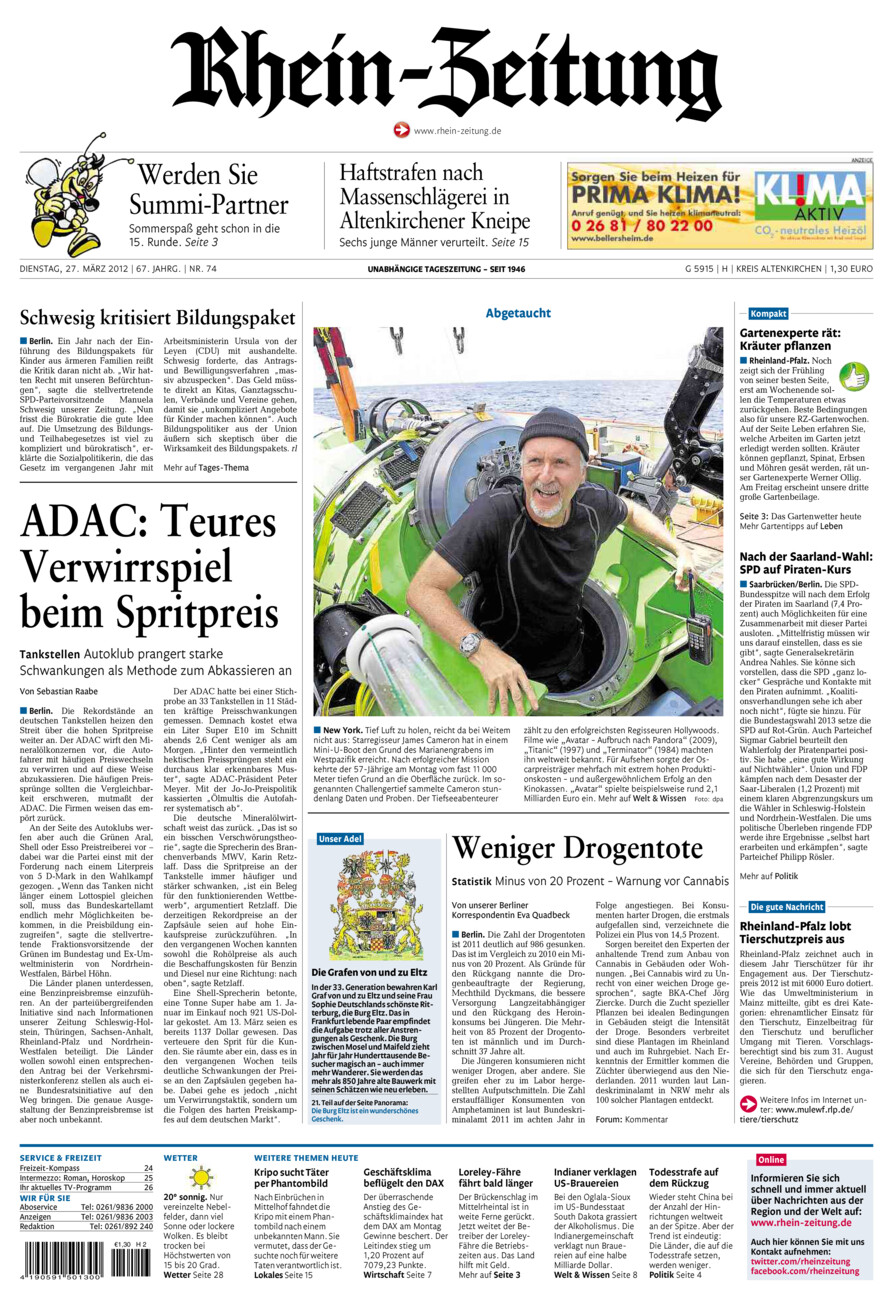 Rhein-Zeitung Kreis Altenkirchen vom Dienstag, 27.03.2012