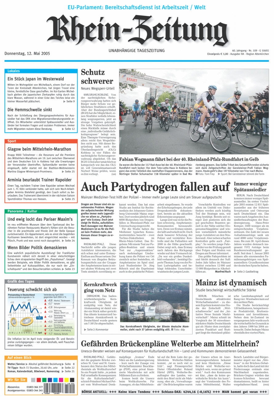 Rhein-Zeitung Kreis Altenkirchen vom Donnerstag, 12.05.2005