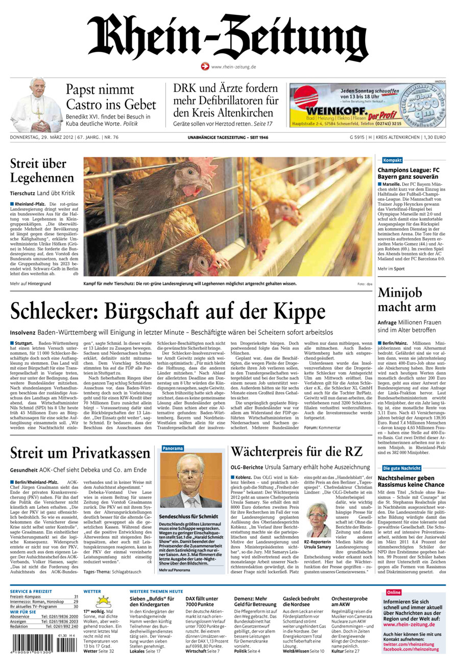 Rhein-Zeitung Kreis Altenkirchen vom Donnerstag, 29.03.2012