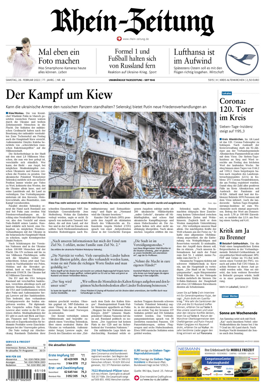 Rhein-Zeitung Kreis Altenkirchen vom Samstag, 26.02.2022
