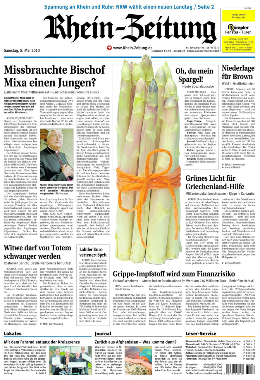 Rhein-Zeitung Kreis Altenkirchen vom Samstag, 08.05.2010