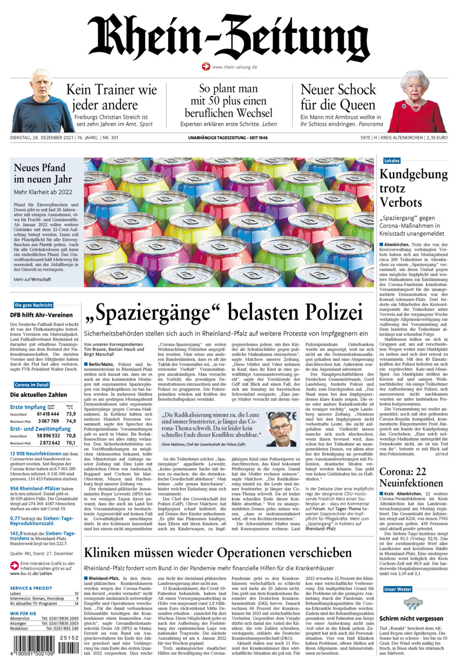 Rhein-Zeitung Kreis Altenkirchen vom Dienstag, 28.12.2021