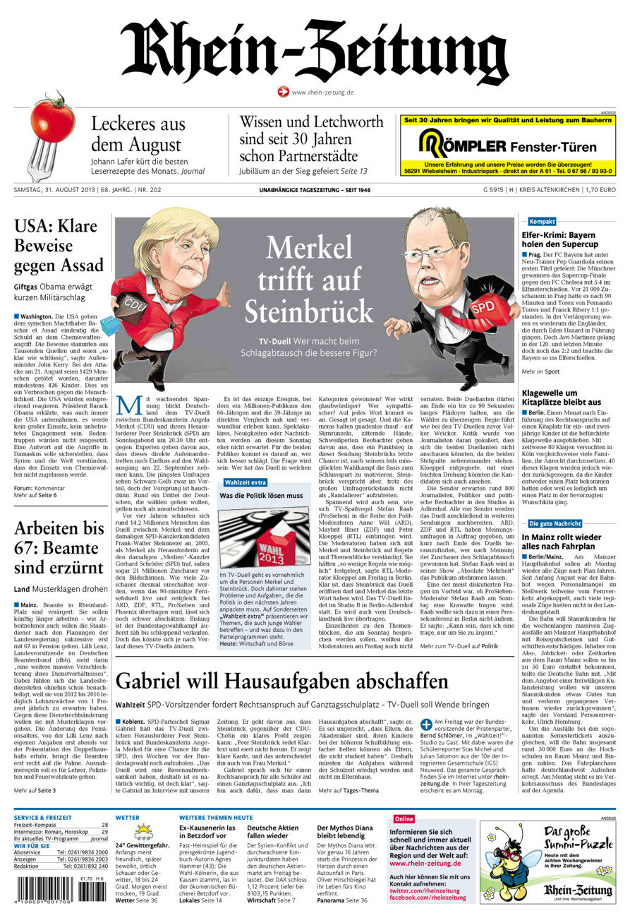 Rhein-Zeitung Kreis Altenkirchen vom Samstag, 31.08.2013