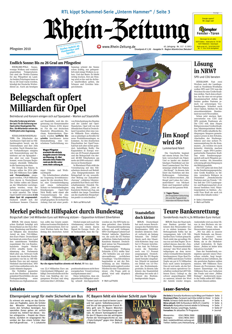 Rhein-Zeitung Kreis Altenkirchen vom Samstag, 22.05.2010