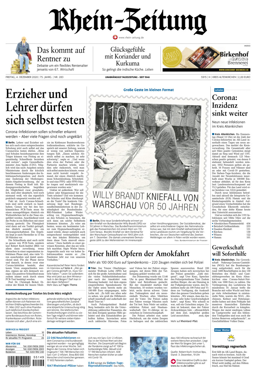Rhein-Zeitung Kreis Altenkirchen vom Freitag, 04.12.2020