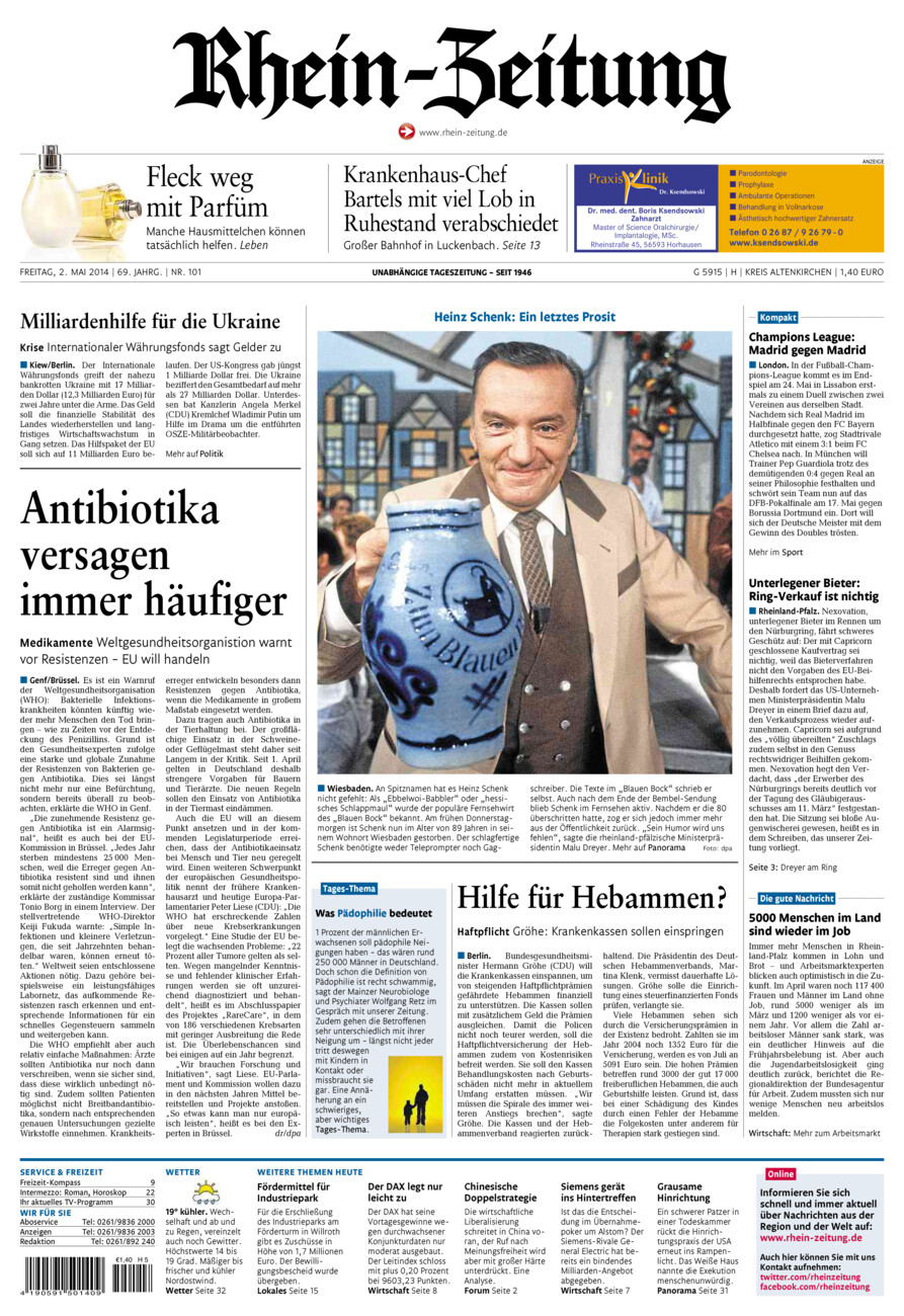 Rhein-Zeitung Kreis Altenkirchen vom Freitag, 02.05.2014