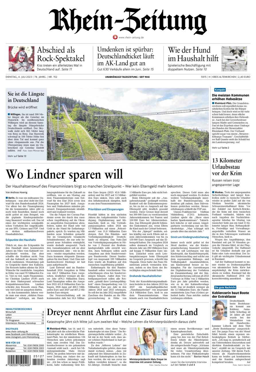 Rhein-Zeitung Kreis Altenkirchen vom Dienstag, 04.07.2023