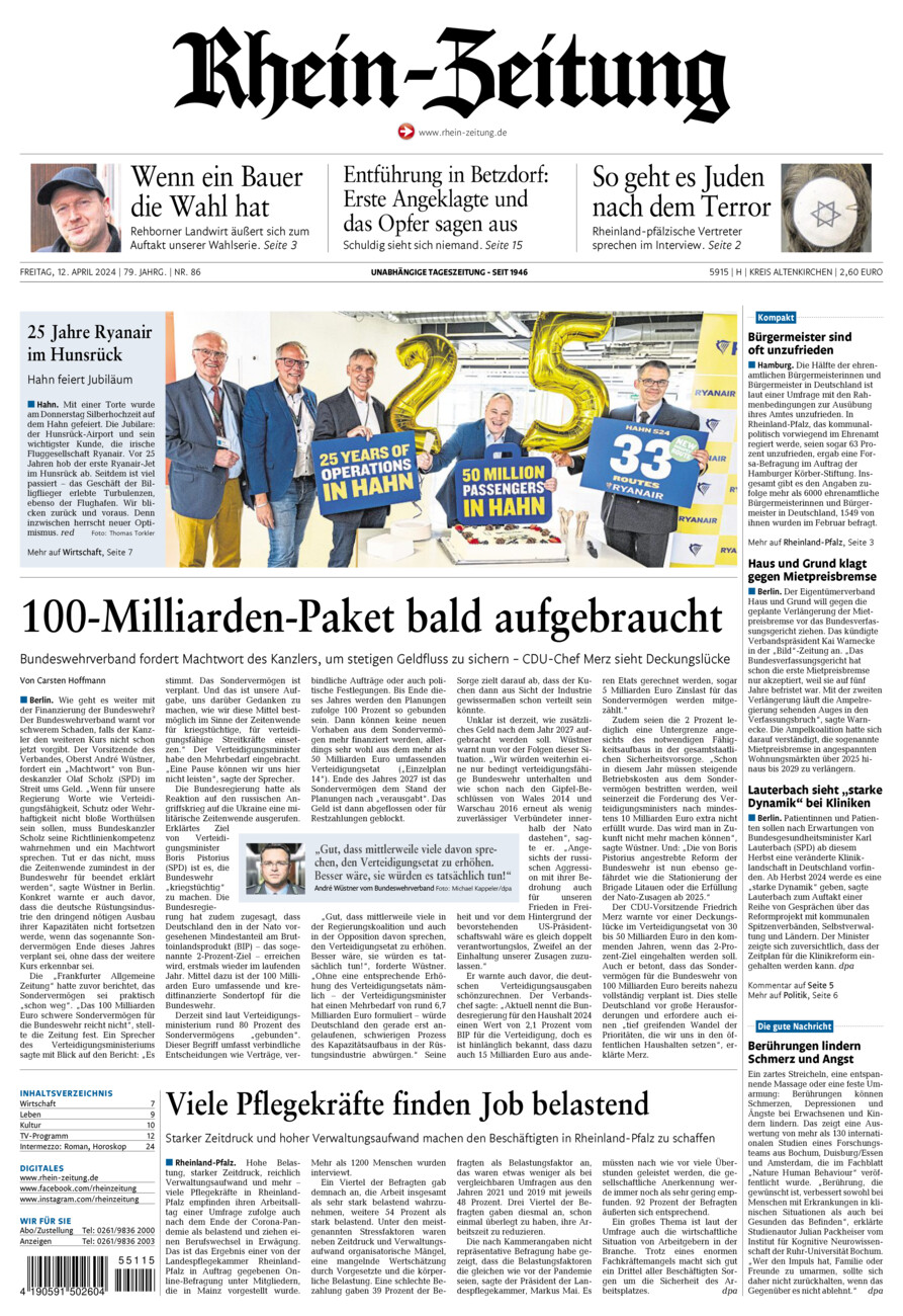 Rhein-Zeitung Kreis Altenkirchen vom Freitag, 12.04.2024