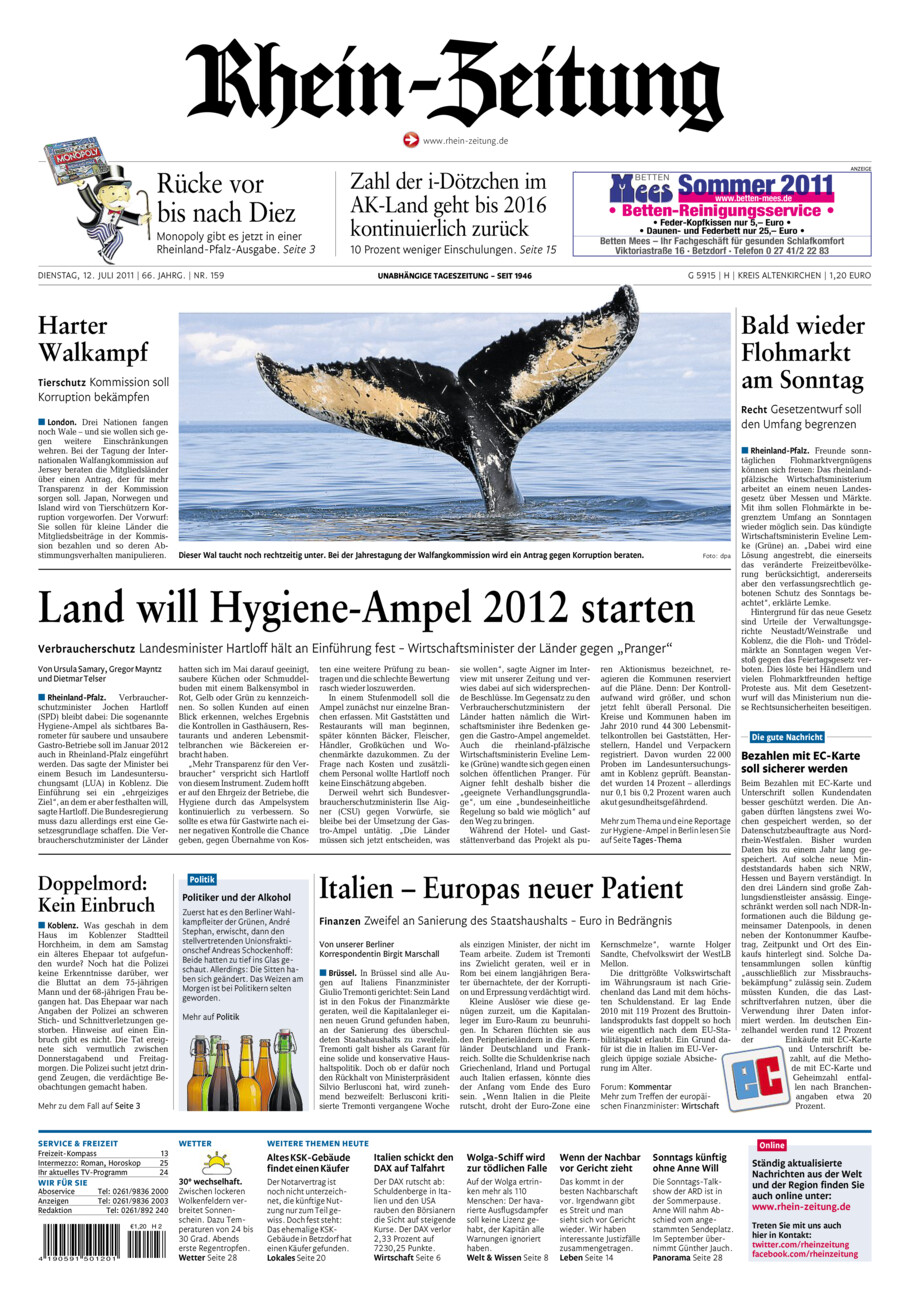 Rhein-Zeitung Kreis Altenkirchen vom Dienstag, 12.07.2011