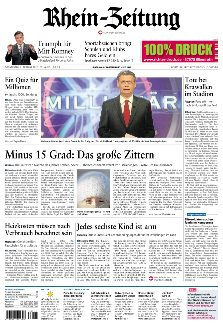 Rhein-Zeitung Kreis Altenkirchen vom Donnerstag, 02.02.2012