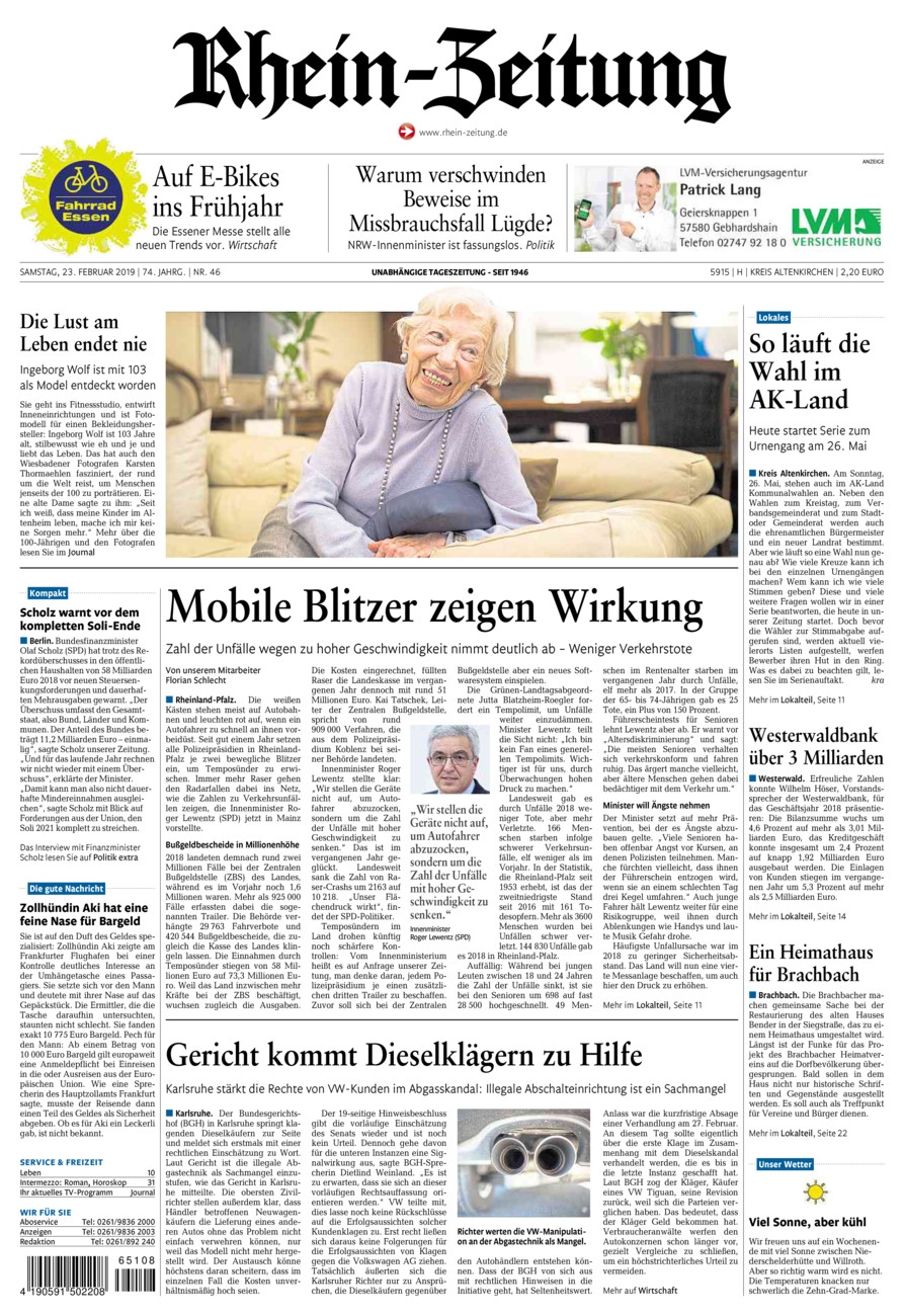 Rhein-Zeitung Kreis Altenkirchen vom Samstag, 23.02.2019