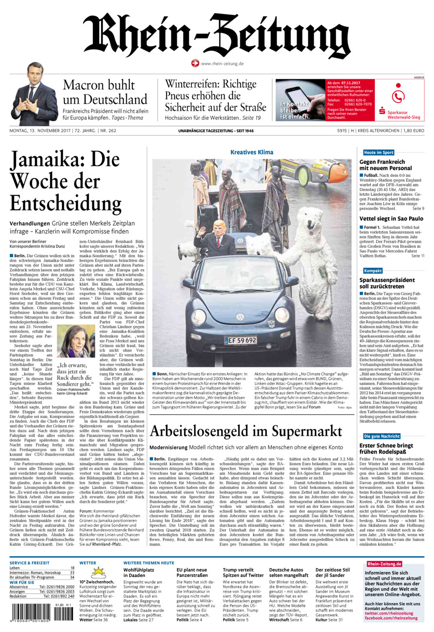Rhein-Zeitung Kreis Altenkirchen vom Montag, 13.11.2017