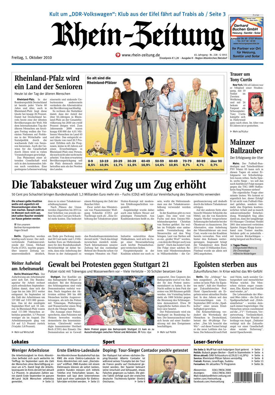 Rhein-Zeitung Kreis Altenkirchen vom Freitag, 01.10.2010