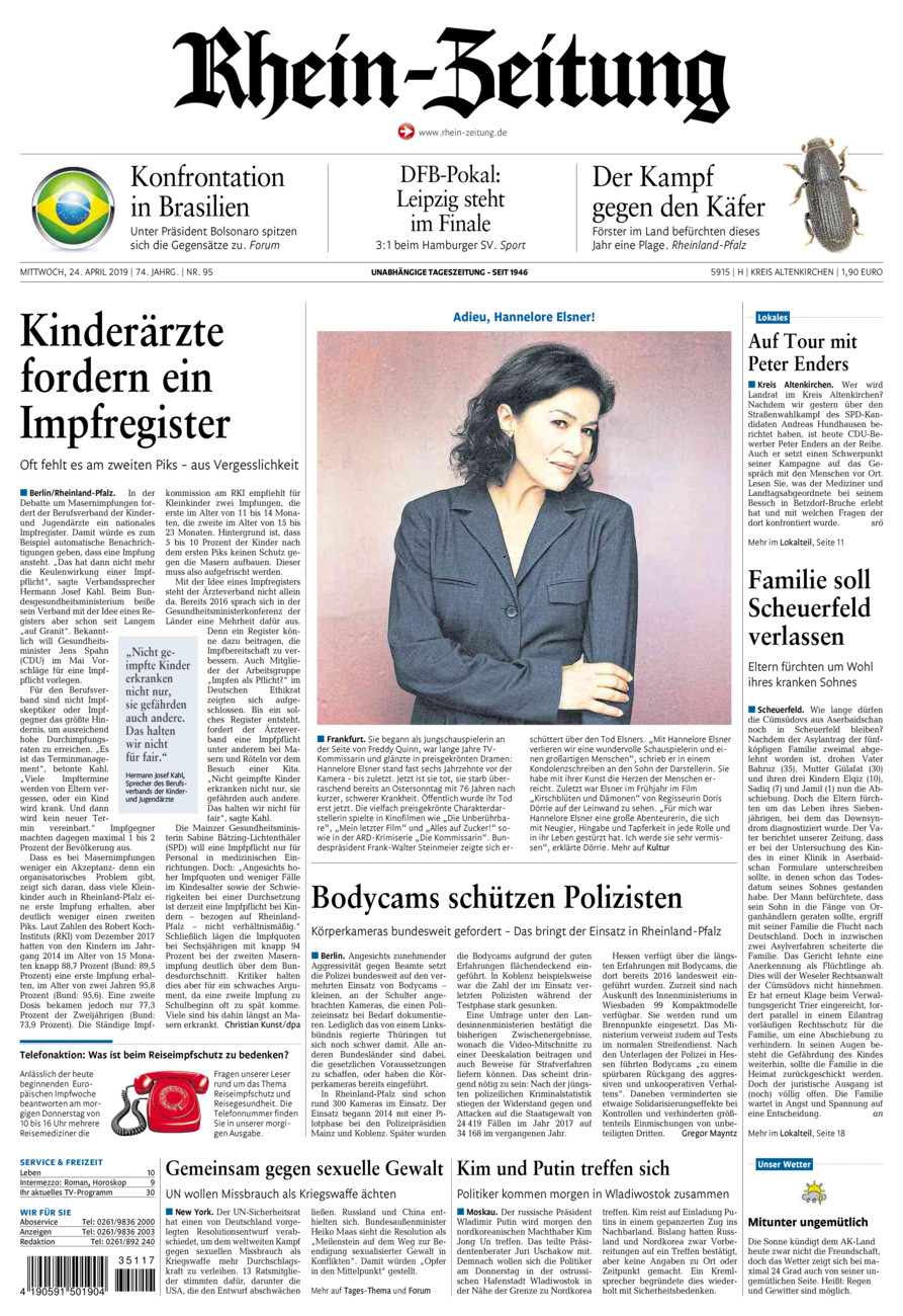 Rhein-Zeitung Kreis Altenkirchen vom Mittwoch, 24.04.2019