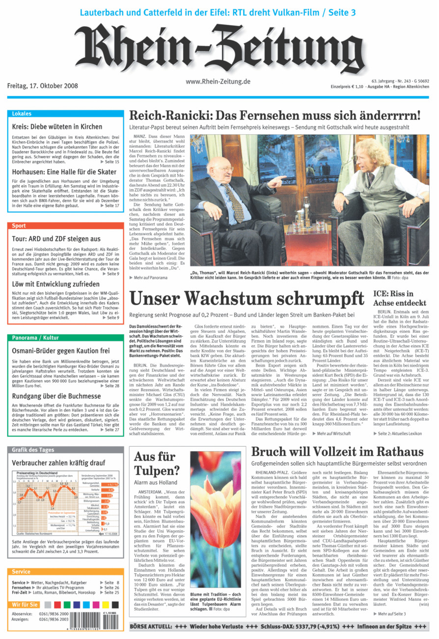 Rhein-Zeitung Kreis Altenkirchen vom Freitag, 17.10.2008