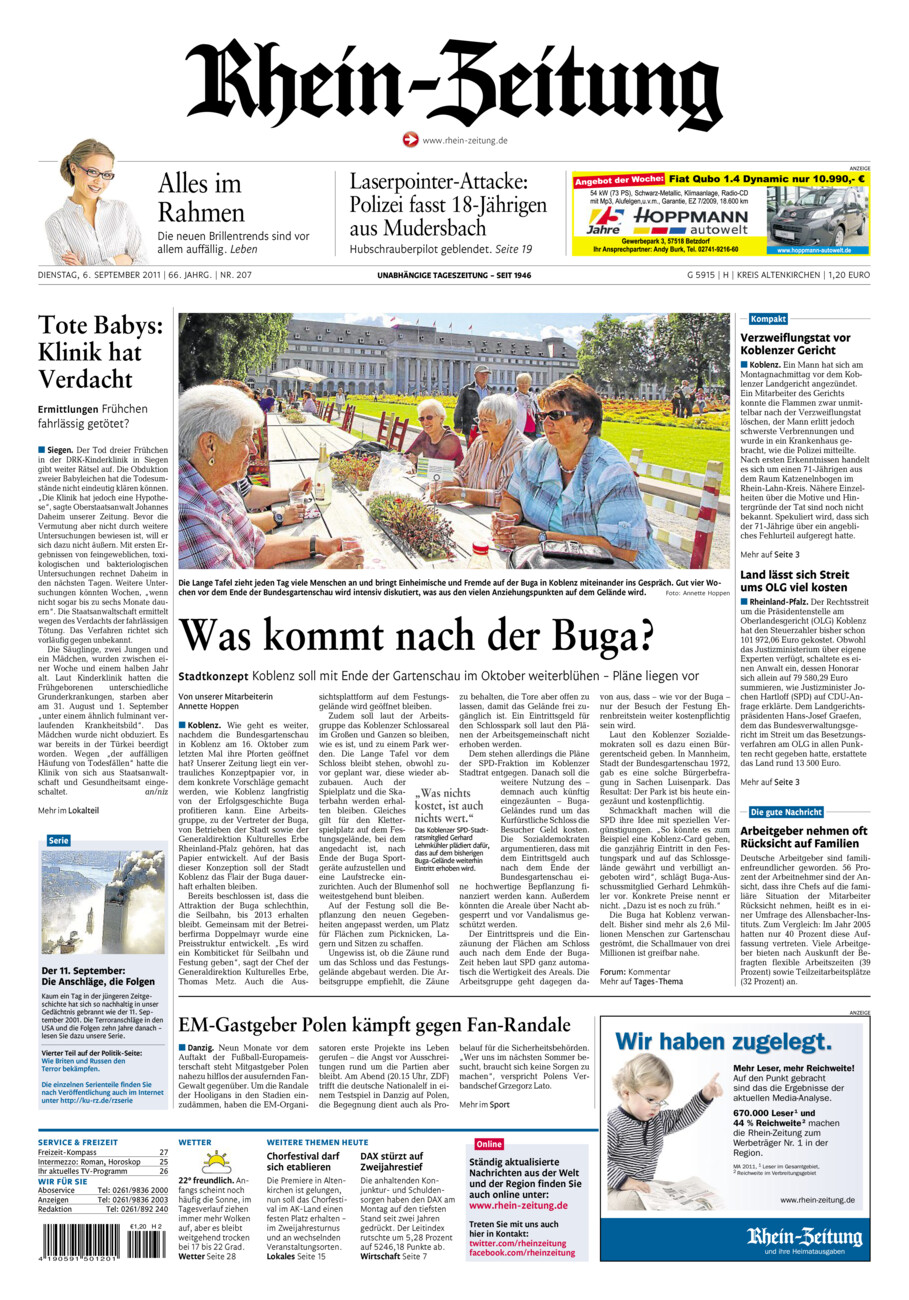 Rhein-Zeitung Kreis Altenkirchen vom Dienstag, 06.09.2011