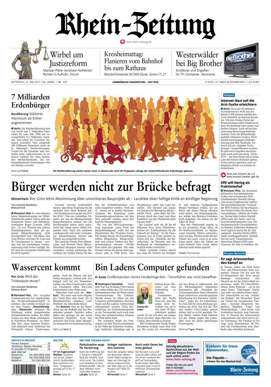 Rhein-Zeitung Kreis Altenkirchen vom Mittwoch, 04.05.2011
