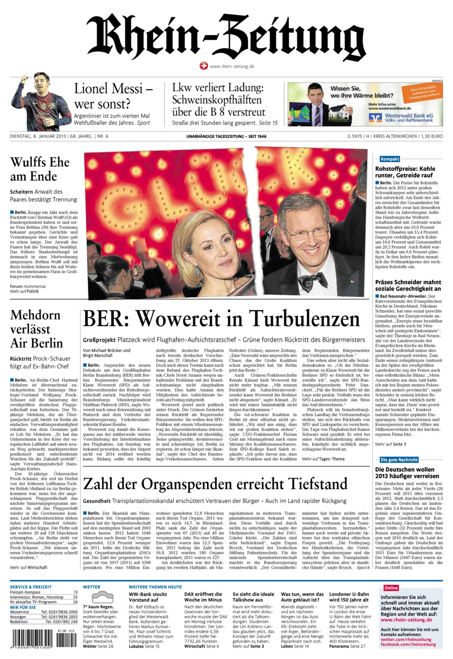Rhein-Zeitung Kreis Altenkirchen vom Dienstag, 08.01.2013