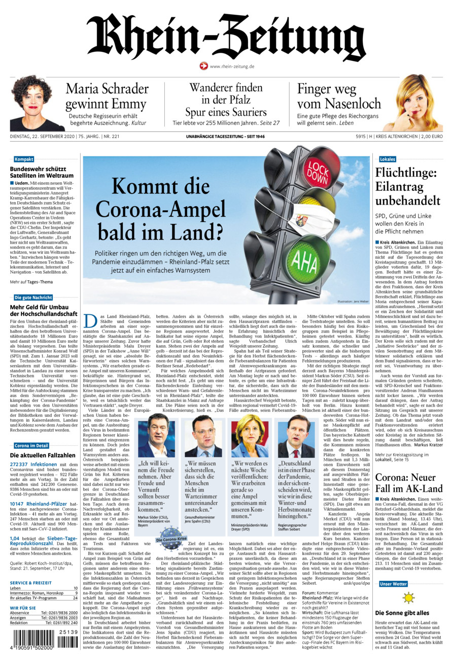Rhein-Zeitung Kreis Altenkirchen vom Dienstag, 22.09.2020