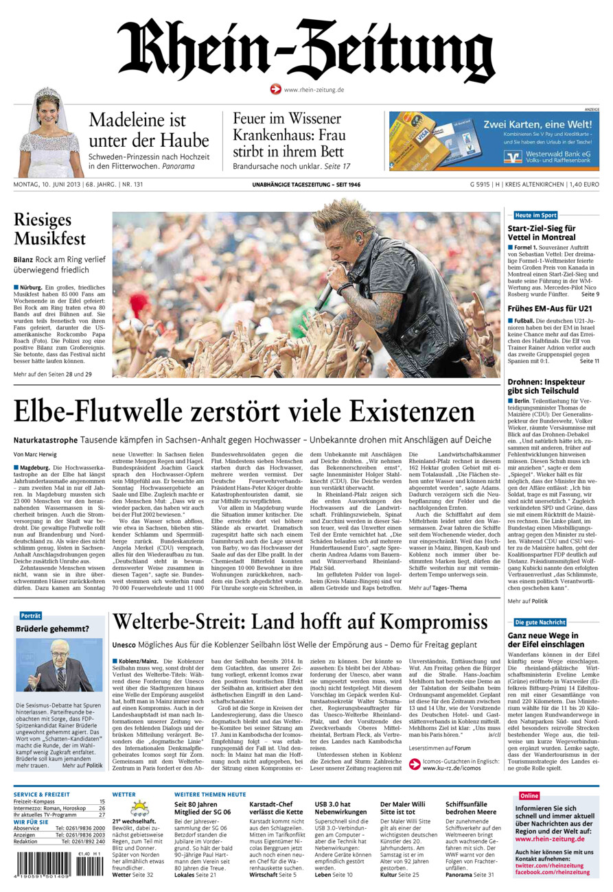 Rhein-Zeitung Kreis Altenkirchen vom Montag, 10.06.2013