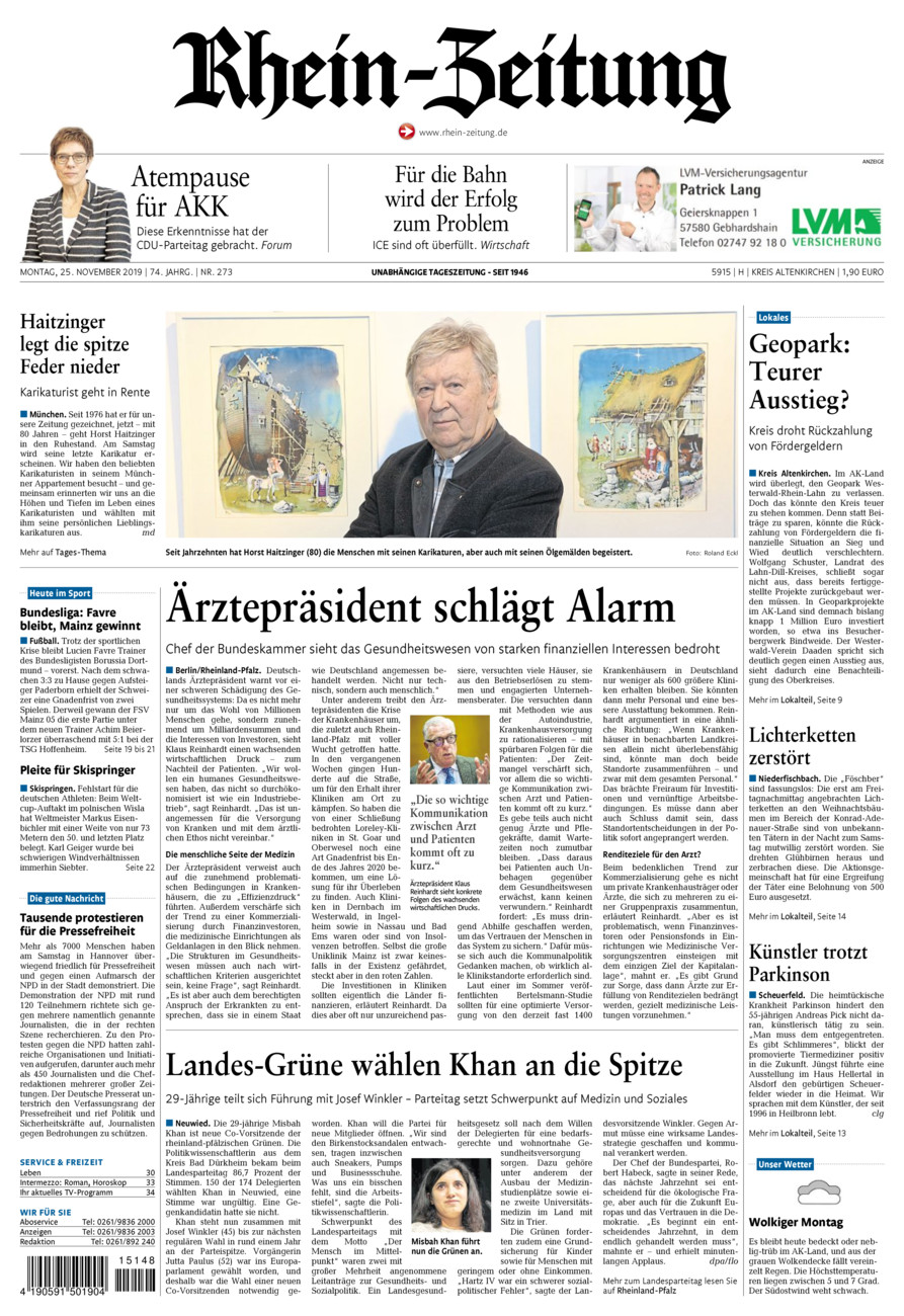 Rhein-Zeitung Kreis Altenkirchen vom Montag, 25.11.2019